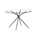 MESA DE COMEDOR TOPE DE VIDRIO Y PATAS NEGRAS