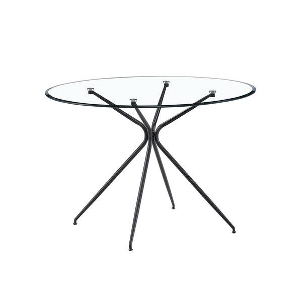 MESA DE COMEDOR TOPE DE VIDRIO Y PATAS NEGRAS