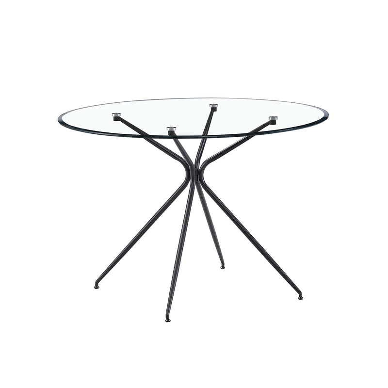 MESA DE COMEDOR TOPE DE VIDRIO Y PATAS NEGRAS