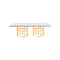 MESA DE COMEDOR TOPE DE VIDRIO TRANSPARENTE Y BASE DORADA
