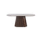 MESA DE COMEDOR CON TOPE ESTILO MARMOL Y BASE ACABADO DE MADERA
