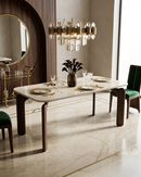 MESA DE COMEDOR TOPE ESTILO CERAMICA Y PATAS ACABADO DE MADERA