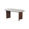 MESA DE COMEDOR CON TOPE DE CERAMICA Y BASE ACABADO DE MADERA
