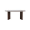 MESA DE COMEDOR CON TOPE DE CERAMICA Y BASE ACABADO DE MADERA