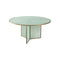 MESA DE COMEDOR TOPE DE VIDRIO Y MARCO DORADO