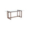 MESA DE COMEDOR TOPE DE CRISTAL Y BASE ESTILO MADERA