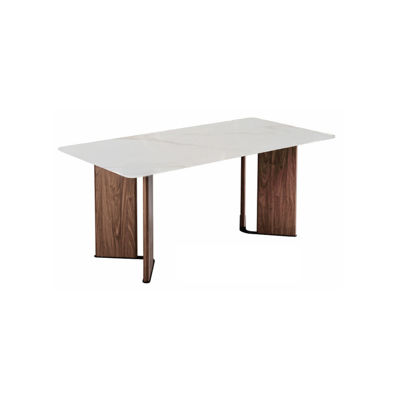 MESA DE COMEDOR ESTILO MARMOL Y BASE ACABADO DE MADERA