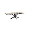 MESA DE COMEDOR EXTENDIBLE TOPE DE METAL ESTILO CERAMICA Y PATAS NEGRAS