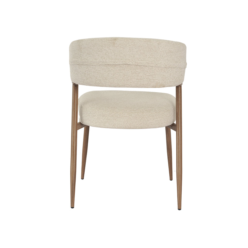 SILLA DE COMEDOR EN TELA BEIGE Y PATAS ACABADO DE MADERA