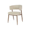 SILLA DE COMEDOR EN TELA BEIGE Y PATAS ACABADO DE MADERA