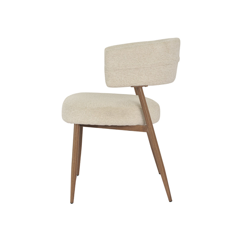 SILLA DE COMEDOR EN TELA BEIGE Y PATAS ACABADO DE MADERA