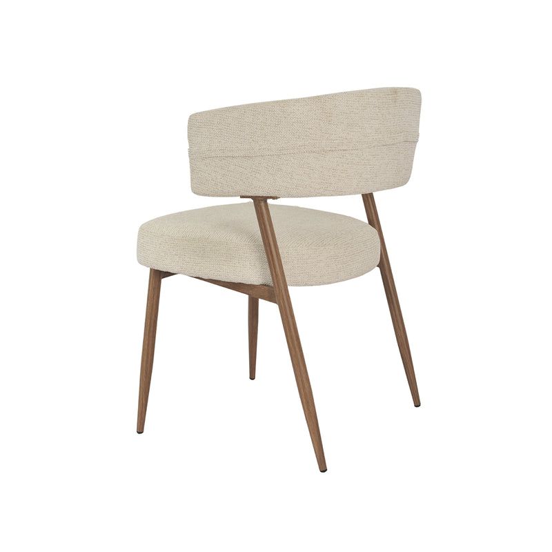 SILLA DE COMEDOR EN TELA BEIGE Y PATAS ACABADO DE MADERA