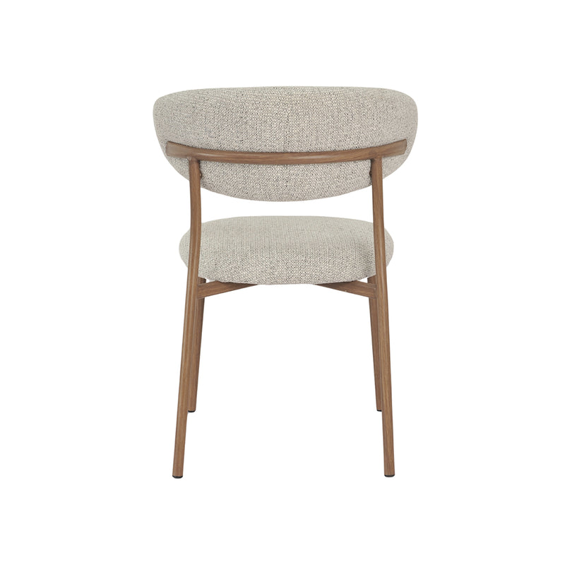 SILLA DE COMEDOR EN TELA TEXTURIZADA GRIS Y PATAS MARRONES