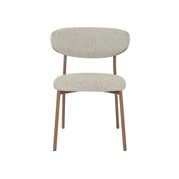 SILLA DE COMEDOR EN TELA TEXTURIZADA GRIS Y PATAS MARRONES