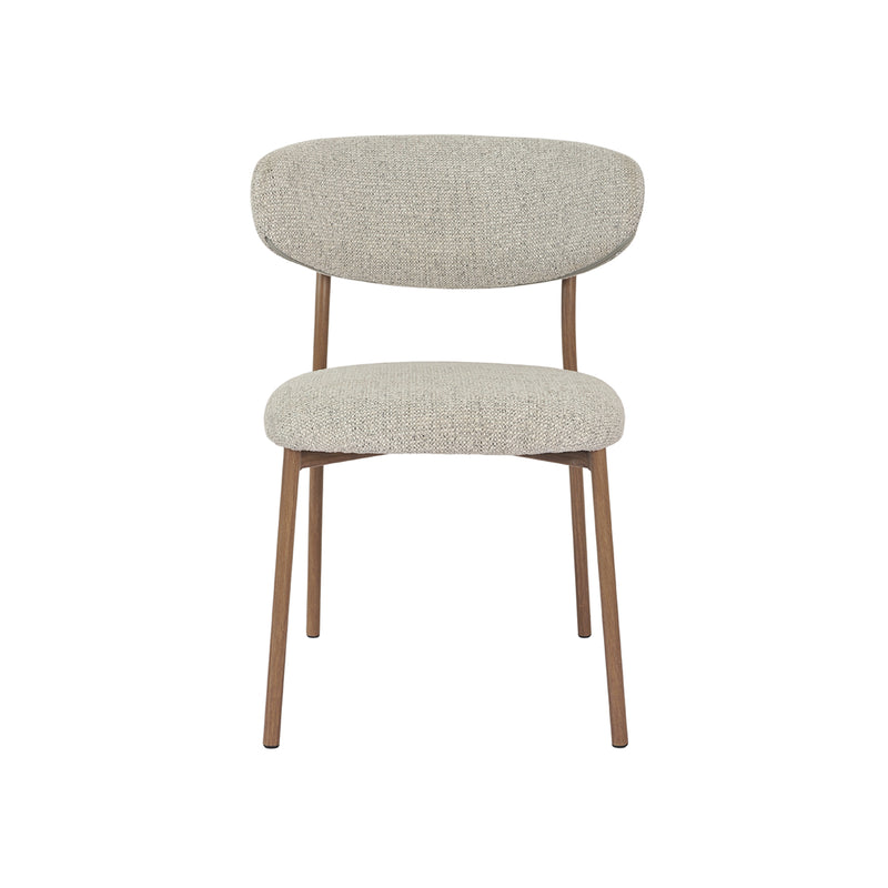 SILLA DE COMEDOR EN TELA TEXTURIZADA GRIS Y PATAS MARRONES