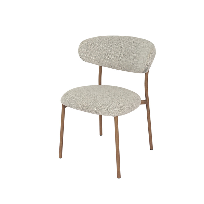 SILLA DE COMEDOR EN TELA TEXTURIZADA GRIS Y PATAS MARRONES