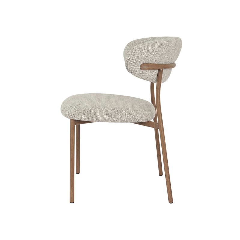 SILLA DE COMEDOR EN TELA TEXTURIZADA GRIS Y PATAS MARRONES