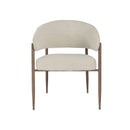 SILLA DE COMEDOR EN TELA BEIGE Y PATAS MARRONES