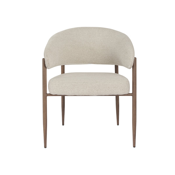 SILLA DE COMEDOR EN TELA BEIGE Y PATAS MARRONES