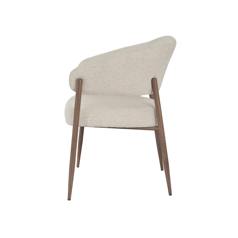 SILLA DE COMEDOR EN TELA BEIGE Y PATAS MARRONES
