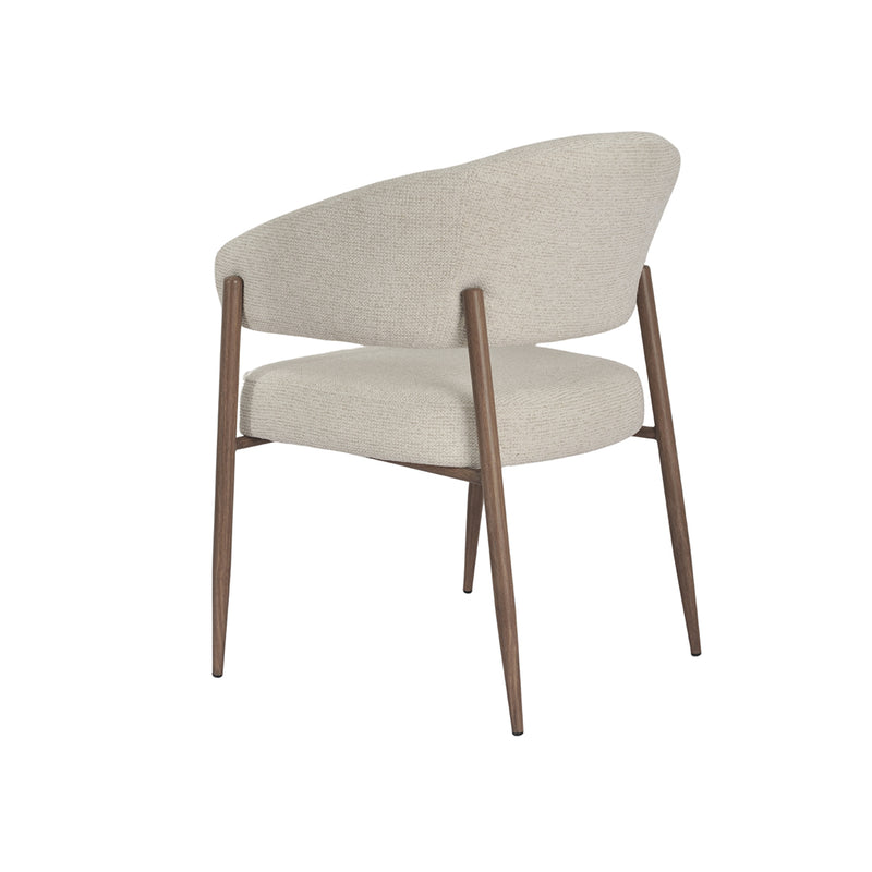 SILLA DE COMEDOR EN TELA BEIGE Y PATAS MARRONES