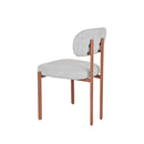 SILLA DE COMEDOR EN TELA GRIS Y PATAS ACABADO DE MADERA