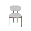 SILLA DE COMEDOR EN TELA GRIS Y PATAS ACABADO DE MADERA