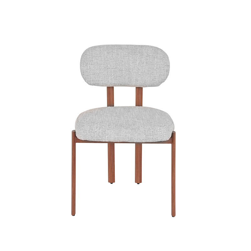 SILLA DE COMEDOR EN TELA GRIS Y PATAS ACABADO DE MADERA