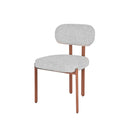 SILLA DE COMEDOR EN TELA GRIS Y PATAS ACABADO DE MADERA