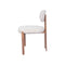 SILLA DE COMEDOR EN TELA TEXTURIZADA MARRON CON BLANCO Y PATAS ACABADO DE MADERA
