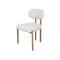 SILLA DE COMEDOR EN TELA TEXTURIZADA MARRON CON BLANCO Y PATAS ACABADO DE MADERA