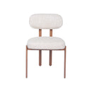 SILLA DE COMEDOR EN TELA TEXTURIZADA MARRON CON BLANCO Y PATAS ACABADO DE MADERA