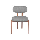 SILLA DE COMEDOR EN TELA GRIS Y PATAS ACABADO DE MADERA