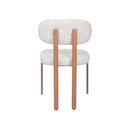 SILLA DE COMEDOR EN TELA TEXTURIZADA MARRON CON BLANCO Y PATAS ACABADO DE MADERA