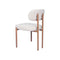 SILLA DE COMEDOR EN TELA TEXTURIZADA MARRON CON BLANCO Y PATAS ACABADO DE MADERA