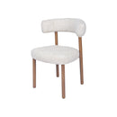 SILLA DE COMEDOR EN TELA TEXTURIZADA MARRON CON BLANCO Y PATAS ACABADO DE MADERA