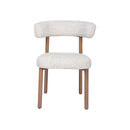 SILLA DE COMEDOR EN TELA TEXTURIZADA MARRON CON BLANCO Y PATAS ACABADO DE MADERA