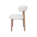 SILLA DE COMEDOR EN TELA TEXTURIZADA MARRON CON BLANCO Y PATAS ACABADO DE MADERA