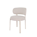 SILLA DE COMEDOR EN TELA BEIGE  Y PATAS BLANCAS