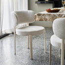 SILLA DE COMEDOR EN TELA BEIGE  Y PATAS BLANCAS