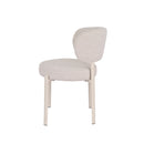 SILLA DE COMEDOR EN TELA BEIGE  Y PATAS BLANCAS