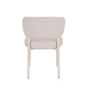 SILLA DE COMEDOR EN TELA BEIGE  Y PATAS BLANCAS