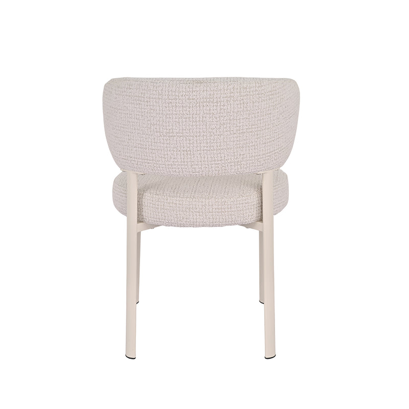 SILLA DE COMEDOR EN TELA BEIGE  Y PATAS BLANCAS