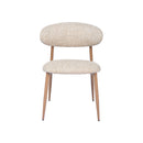 SILLA DE COMEDOR EN TELA  TEXTURIZADA MARRON Y PATAS ACABADO DE MADERA