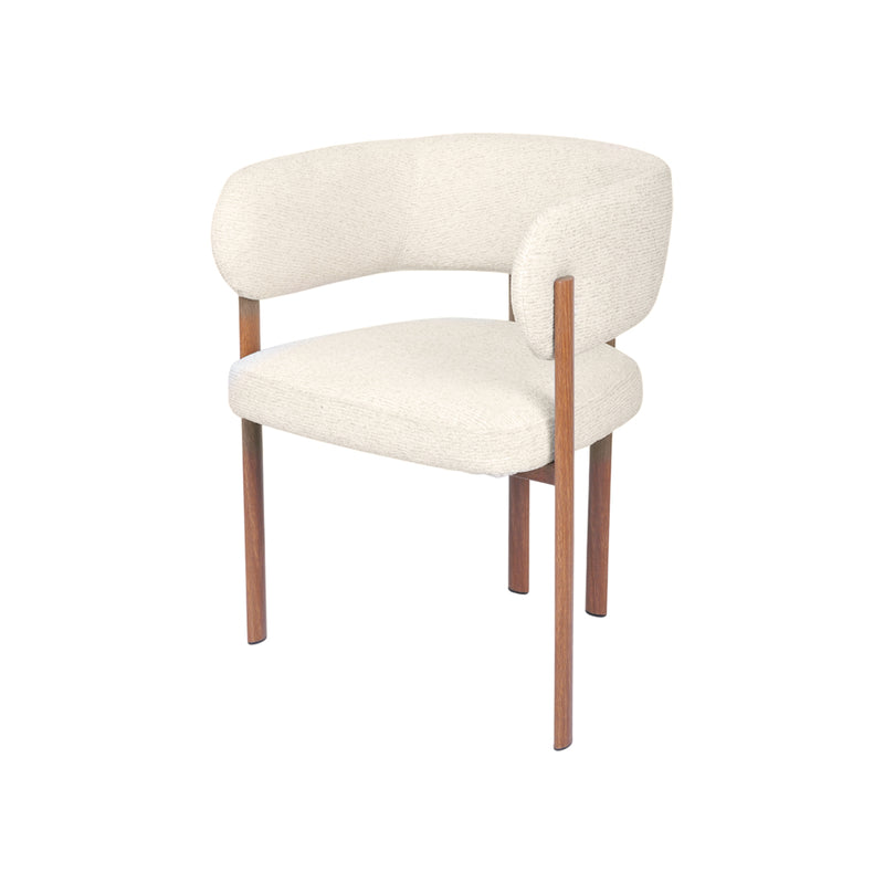 SILLA DE COMEDOR EN TELA CREMA Y PATAS ACABADO DE MADERA