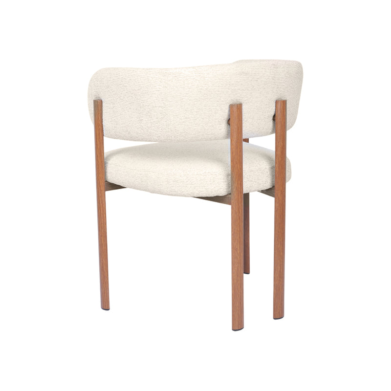 SILLA DE COMEDOR EN TELA CREMA Y PATAS ACABADO DE MADERA