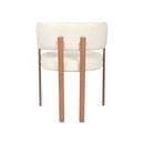 SILLA DE COMEDOR EN TELA CREMA Y PATAS ACABADO DE MADERA