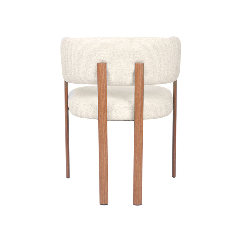 SILLA DE COMEDOR EN TELA CREMA Y PATAS ACABADO DE MADERA