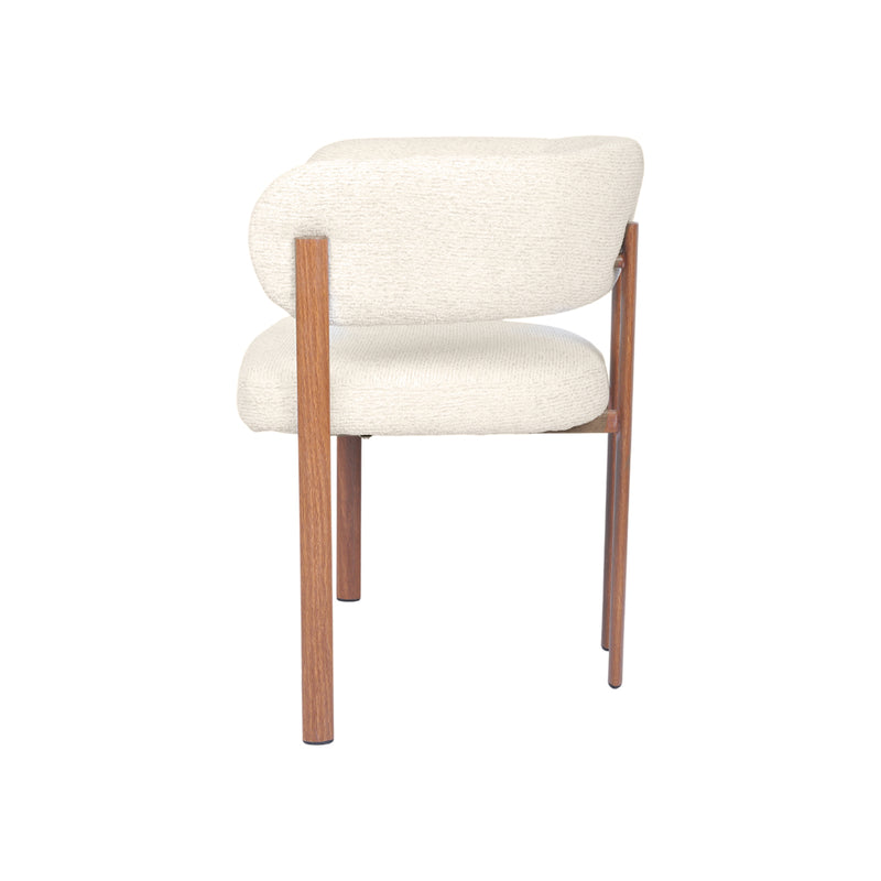 SILLA DE COMEDOR EN TELA CREMA Y PATAS ACABADO DE MADERA