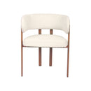 SILLA DE COMEDOR EN TELA CREMA Y PATAS ACABADO DE MADERA